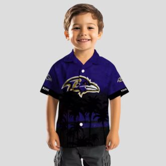 Baltimore Ravens Game Day Aloha Shirt - Sunset Pattern Purple Black Hawaiian Shirt