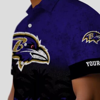 Baltimore Ravens Game Day Aloha Shirt - Sunset Pattern Purple Black Hawaiian Shirt