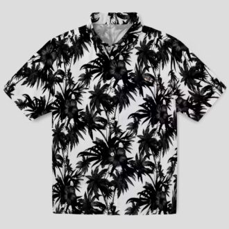 Baltimore Ravens Hawaiian Shirt Featuring Black White Palm Motifs