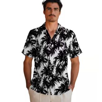 Baltimore Ravens Hawaiian Shirt Featuring Black White Palm Motifs