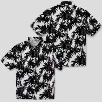 Baltimore Ravens Hawaiian Shirt Featuring Black White Palm Motifs
