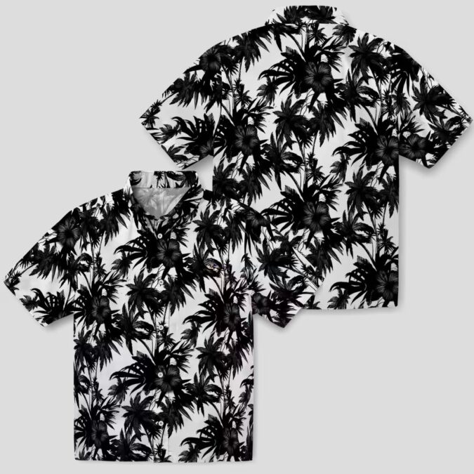 Baltimore Ravens Hawaiian Shirt Featuring Black White Palm Motifs