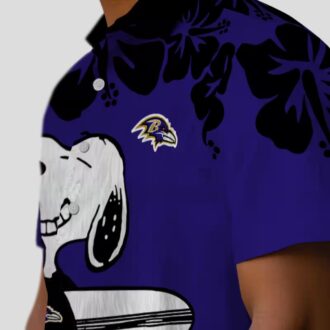 Baltimore Ravens Hawaiian Shirt with Fun Snoopy Surf Purple White Print