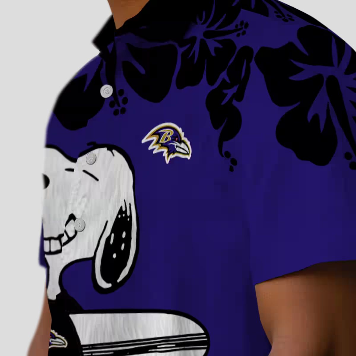 Baltimore Ravens Hawaiian Shirt with Fun Snoopy Surf Purple White Print