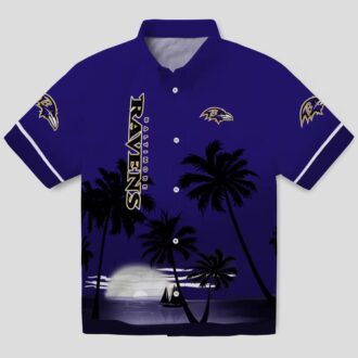 Baltimore Ravens Hawaiian Shirt – Beach Sunset Purple Black Tropical Wear