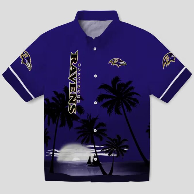 Baltimore Ravens Hawaiian Shirt – Beach Sunset Purple Black Tropical Wear