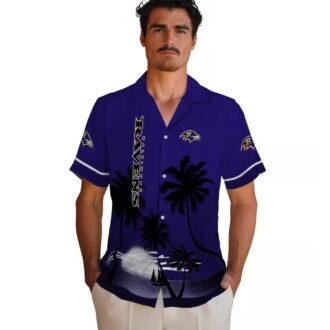 Baltimore Ravens Hawaiian Shirt – Beach Sunset Purple Black Tropical Wear