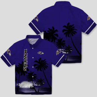 Baltimore Ravens Hawaiian Shirt – Beach Sunset Purple Black Tropical Wear