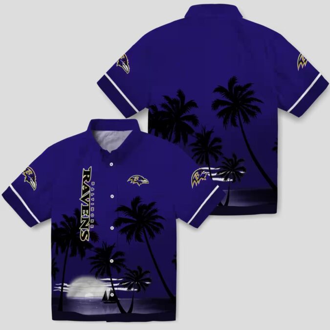 Baltimore Ravens Hawaiian Shirt – Beach Sunset Purple Black Tropical Wear