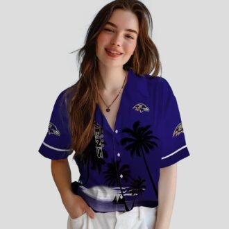 Baltimore Ravens Hawaiian Shirt – Beach Sunset Purple Black Tropical Wear