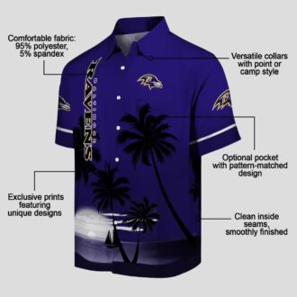 Baltimore Ravens Hawaiian Shirt – Beach Sunset Purple Black Tropical Wear