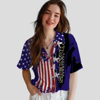 Baltimore Ravens Patriotic Stitched Flag Purple Hawaiian Shirt