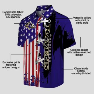 Baltimore Ravens Patriotic Stitched Flag Purple Hawaiian Shirt