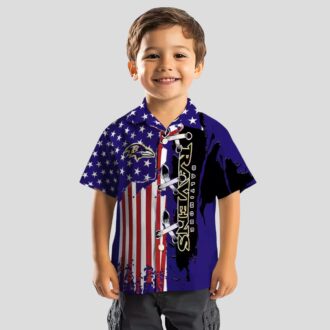 Baltimore Ravens Patriotic Stitched Flag Purple Hawaiian Shirt