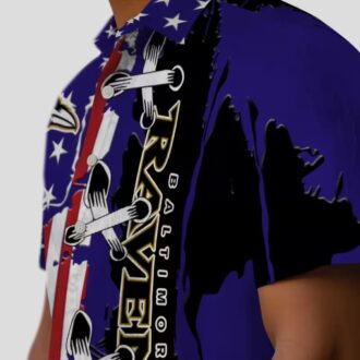 Baltimore Ravens Patriotic Stitched Flag Purple Hawaiian Shirt