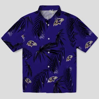Baltimore Ravens Tropical Palm Leaf Purple Hawaiian Shirt