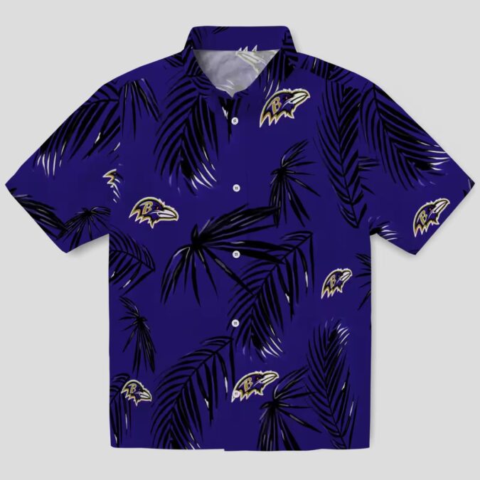 Baltimore Ravens Tropical Palm Leaf Purple Hawaiian Shirt