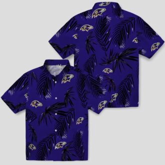 Baltimore Ravens Tropical Palm Leaf Purple Hawaiian Shirt