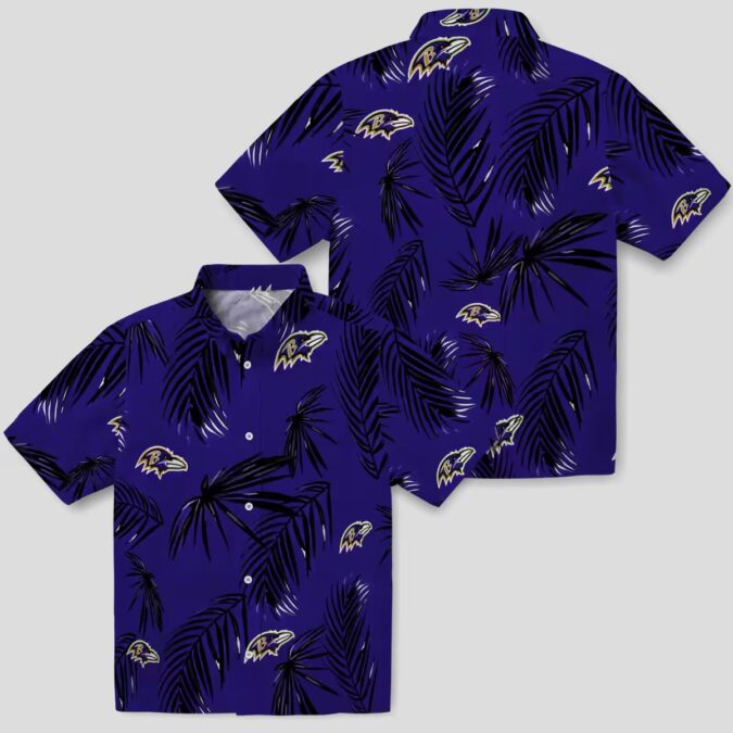 Baltimore Ravens Tropical Palm Leaf Purple Hawaiian Shirt