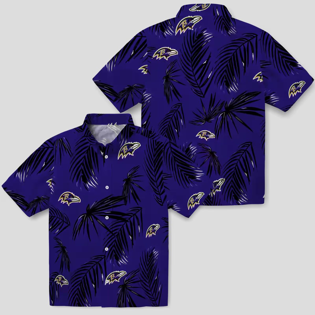 Baltimore Ravens Tropical Palm Leaf Purple Hawaiian Shirt