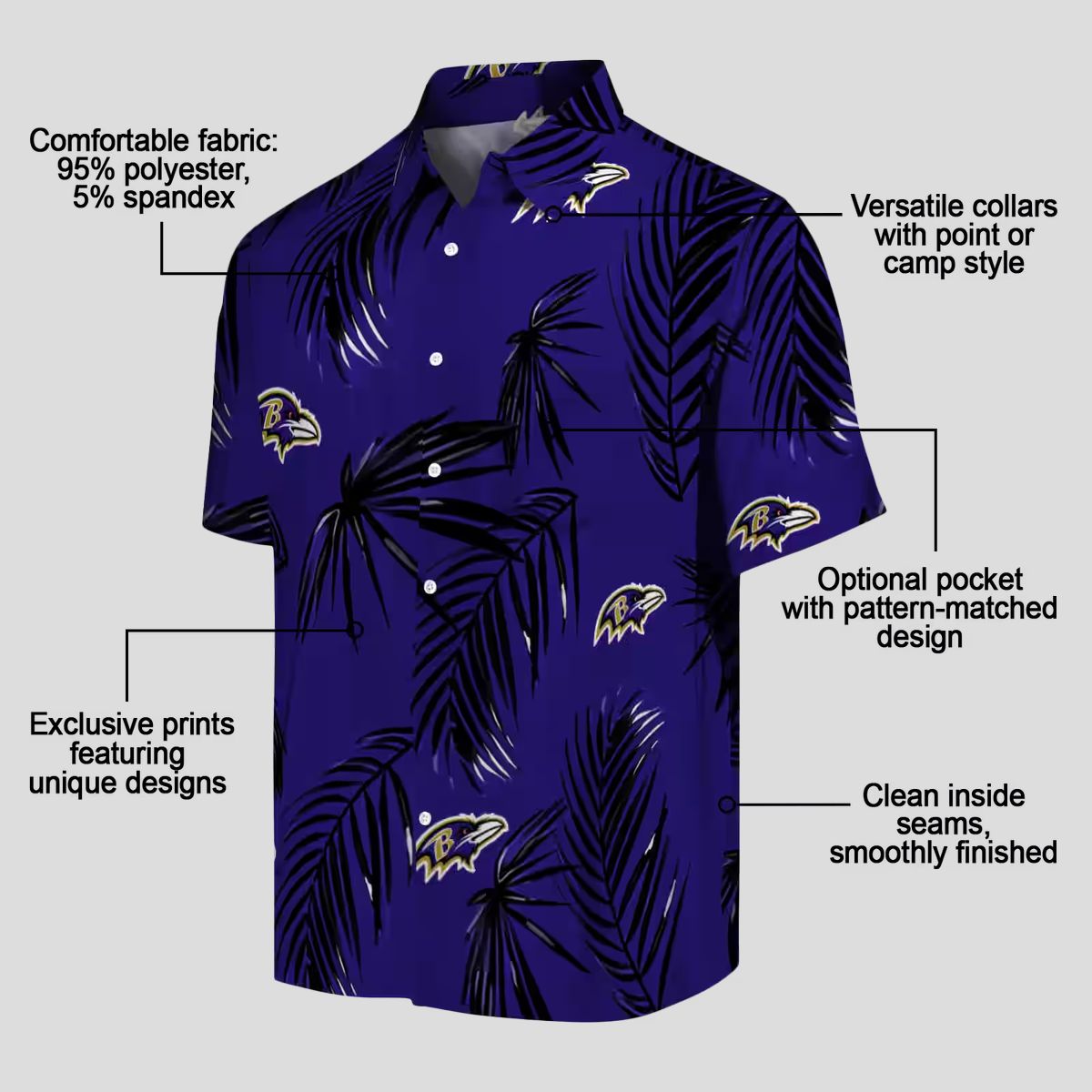 Baltimore Ravens Tropical Palm Leaf Purple Hawaiian Shirt