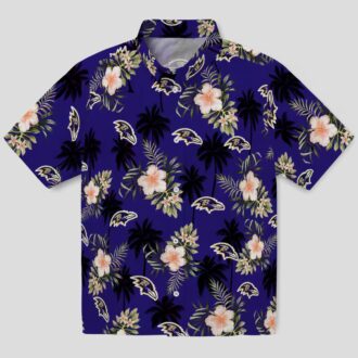 Baltimore Ravens Tropical Palm Tree Flower Purple Hawaiian Shirt