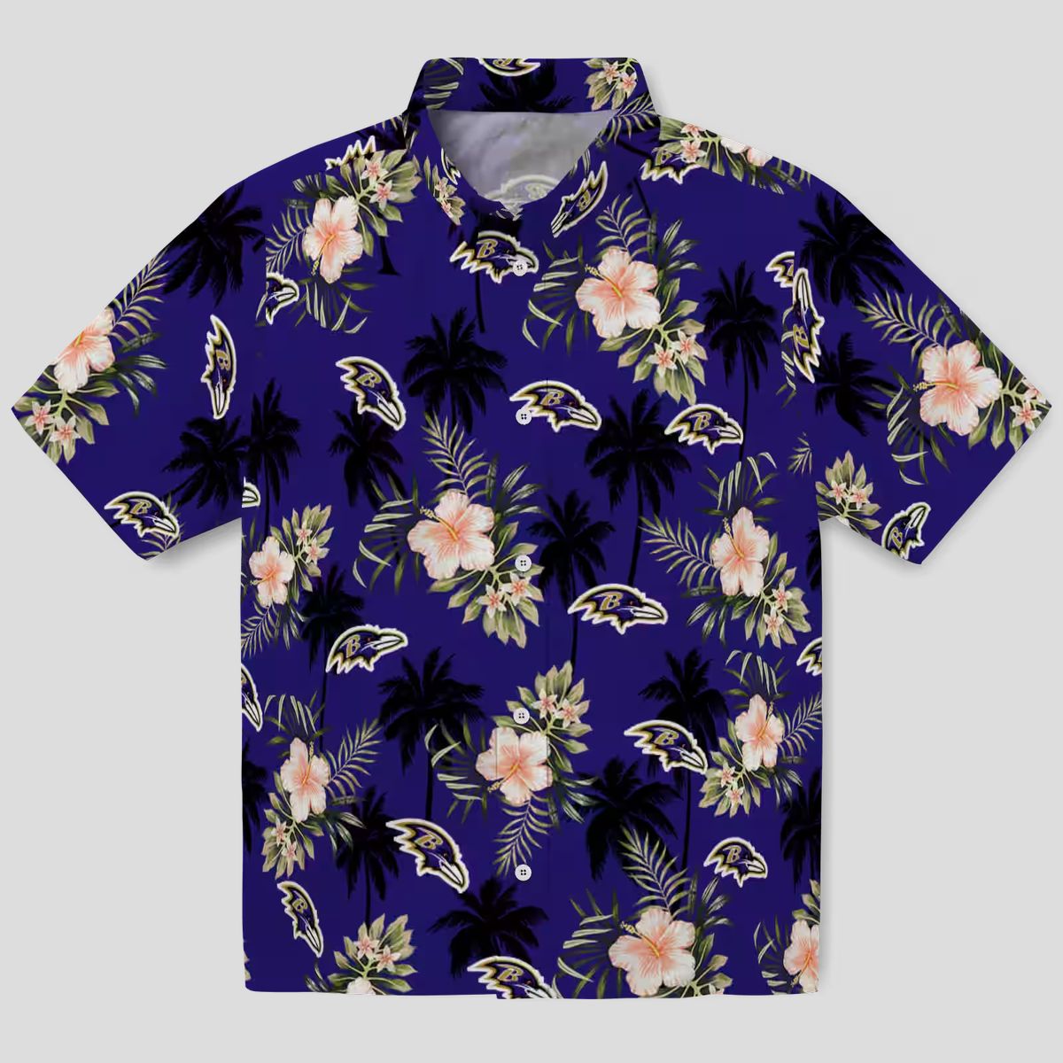 Baltimore Ravens Tropical Palm Tree Flower Purple Hawaiian Shirt