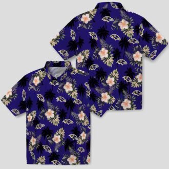 Baltimore Ravens Tropical Palm Tree Flower Purple Hawaiian Shirt