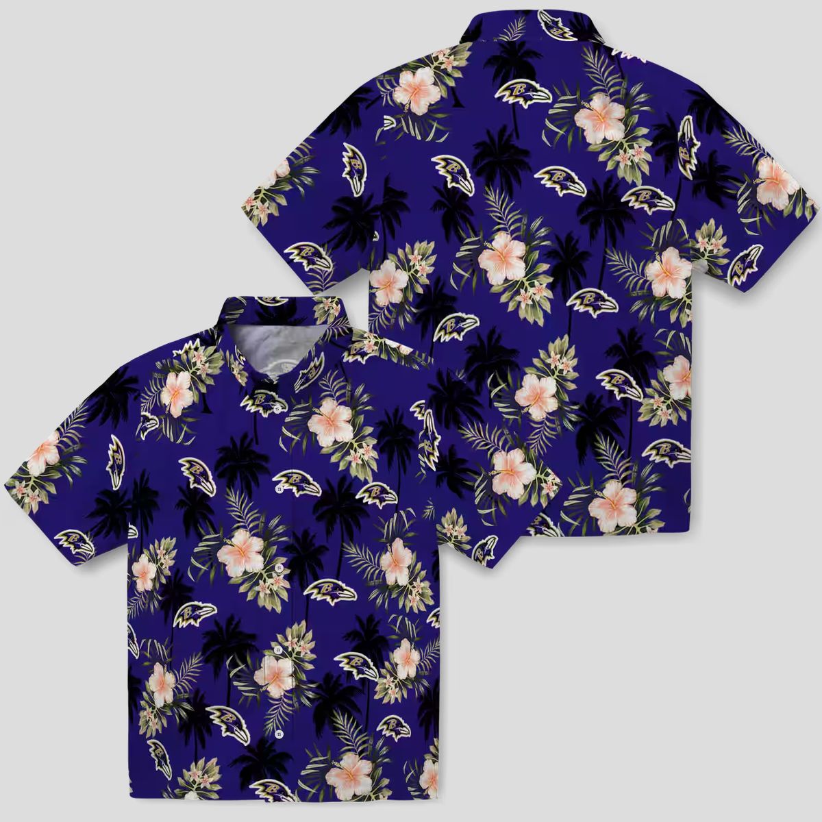 Baltimore Ravens Tropical Palm Tree Flower Purple Hawaiian Shirt