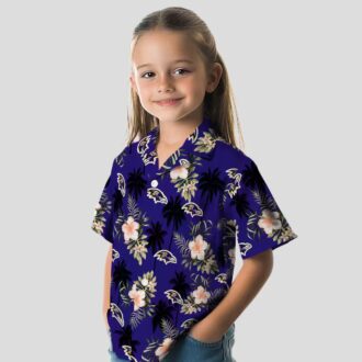 Baltimore Ravens Tropical Palm Tree Flower Purple Hawaiian Shirt