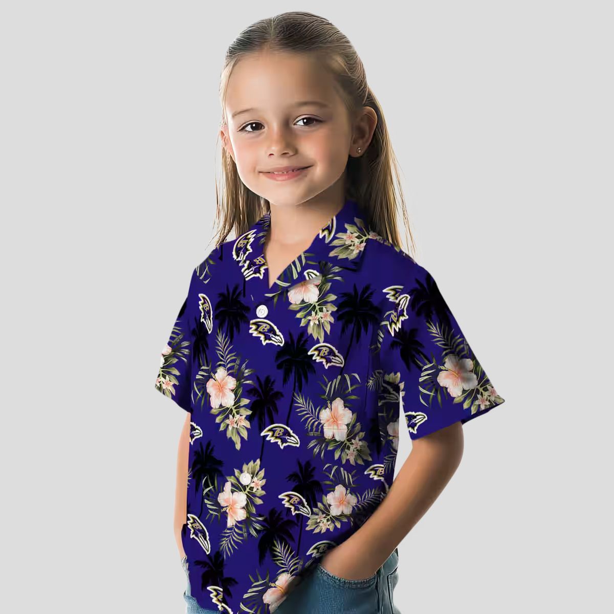 Baltimore Ravens Tropical Palm Tree Flower Purple Hawaiian Shirt
