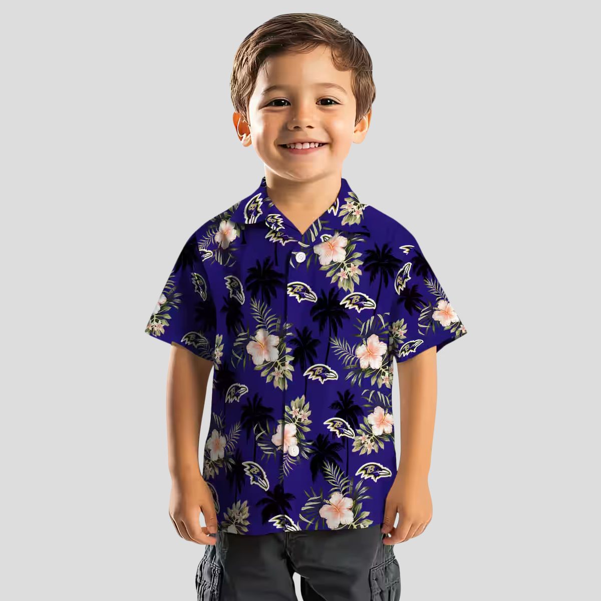 Baltimore Ravens Tropical Palm Tree Flower Purple Hawaiian Shirt