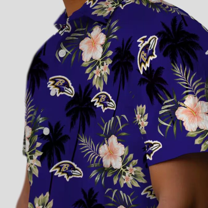 Baltimore Ravens Tropical Palm Tree Flower Purple Hawaiian Shirt