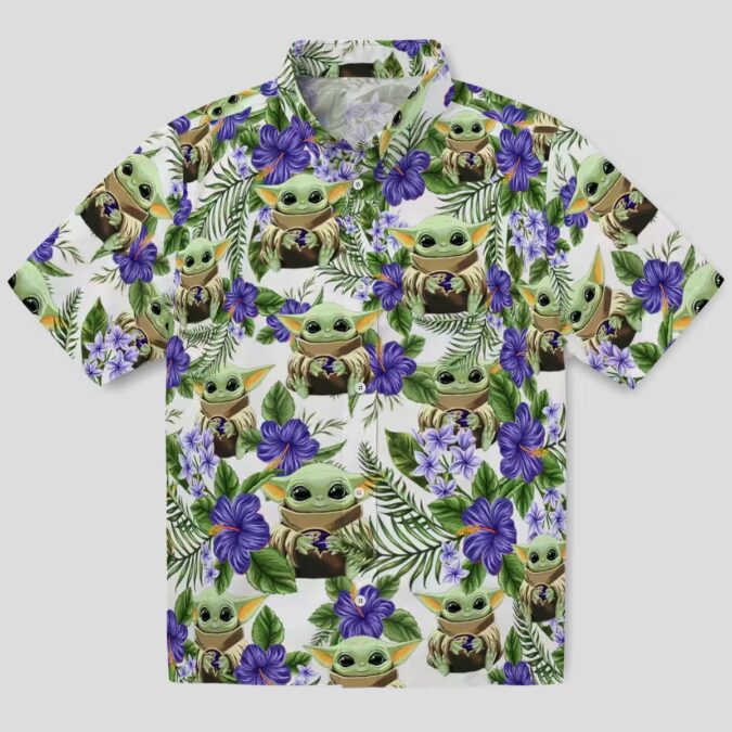 Baltimore Ravens Yoda Green Hawaiian Shirt, Tropical NFL Fan Apparel for Men & Women