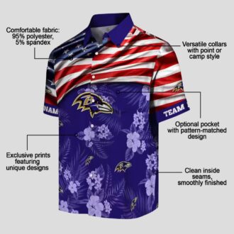 Custom Baltimore Ravens US Flag Hawaiian Shirt - Hibiscus Purple NFL Fan Apparel