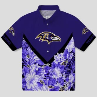 Custom NFL Ravens Floral Pattern Purple Shirt, Floral Chevron NFL Fan Apparel