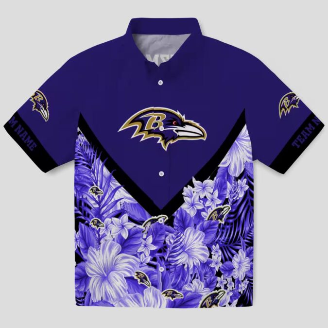 Custom NFL Ravens Floral Pattern Purple Shirt, Floral Chevron NFL Fan Apparel