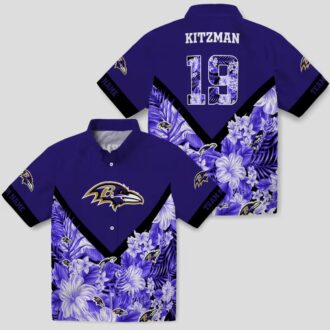 Custom NFL Ravens Floral Pattern Purple Shirt, Floral Chevron NFL Fan Apparel