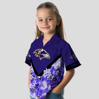 Custom NFL Ravens Floral Pattern Purple Shirt, Floral Chevron NFL Fan Apparel
