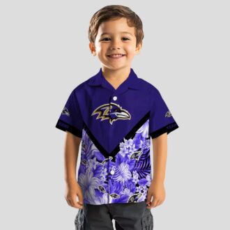 Custom NFL Ravens Floral Pattern Purple Shirt, Floral Chevron NFL Fan Apparel