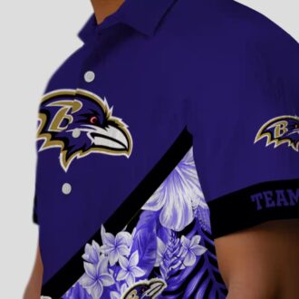 Custom NFL Ravens Floral Pattern Purple Shirt, Floral Chevron NFL Fan Apparel
