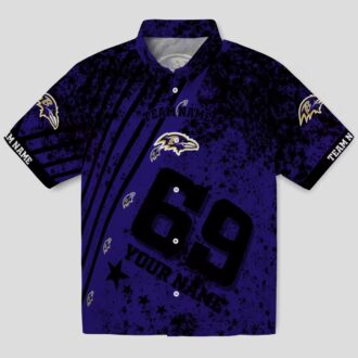 Custom NFL Ravens Patriotic Purple Shirt, Star Stripes Hawaiian Shirt