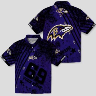 Custom NFL Ravens Patriotic Purple Shirt, Star Stripes Hawaiian Shirt