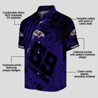 Custom NFL Ravens Patriotic Purple Shirt, Star Stripes Hawaiian Shirt