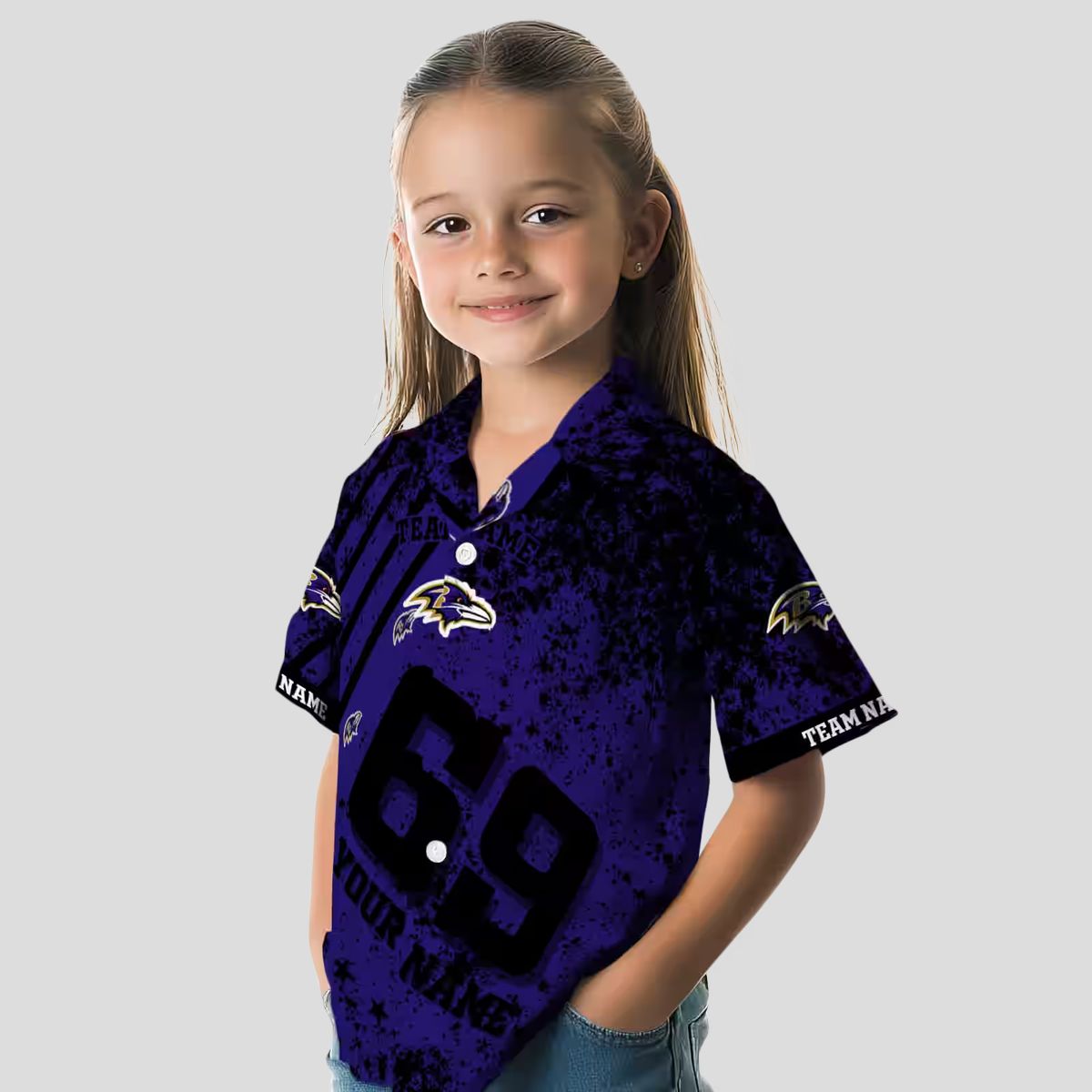 Custom NFL Ravens Patriotic Purple Shirt, Star Stripes Hawaiian Shirt