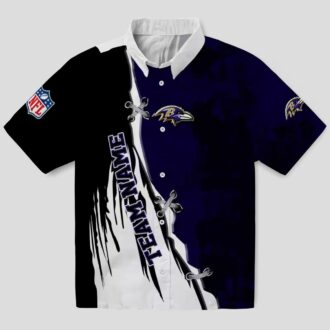 Edgy Streaks Purple White Tropical Hawaiian Shirt for Ravens Fans