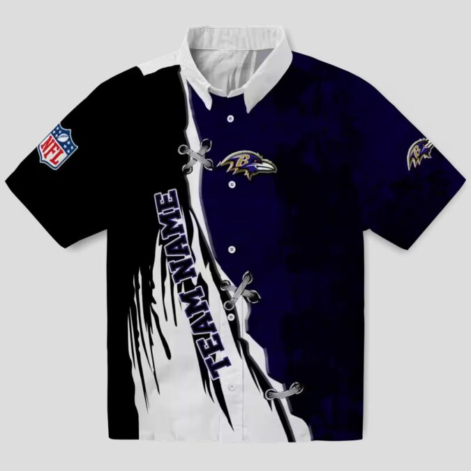 Edgy Streaks Purple White Tropical Hawaiian Shirt for Ravens Fans