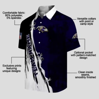 Edgy Streaks Purple White Tropical Hawaiian Shirt for Ravens Fans
