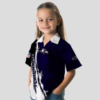 Edgy Streaks Purple White Tropical Hawaiian Shirt for Ravens Fans