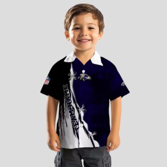 Edgy Streaks Purple White Tropical Hawaiian Shirt for Ravens Fans
